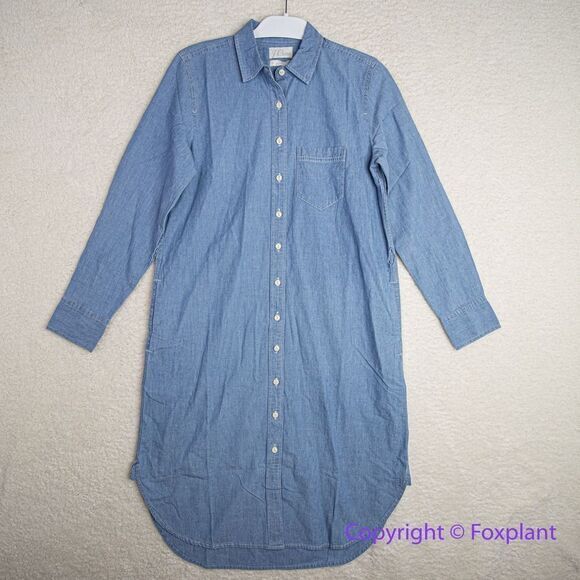 NEW J. Crew Classic-fit Chambray Shirt dress, size 2 - Picture 3 of 16